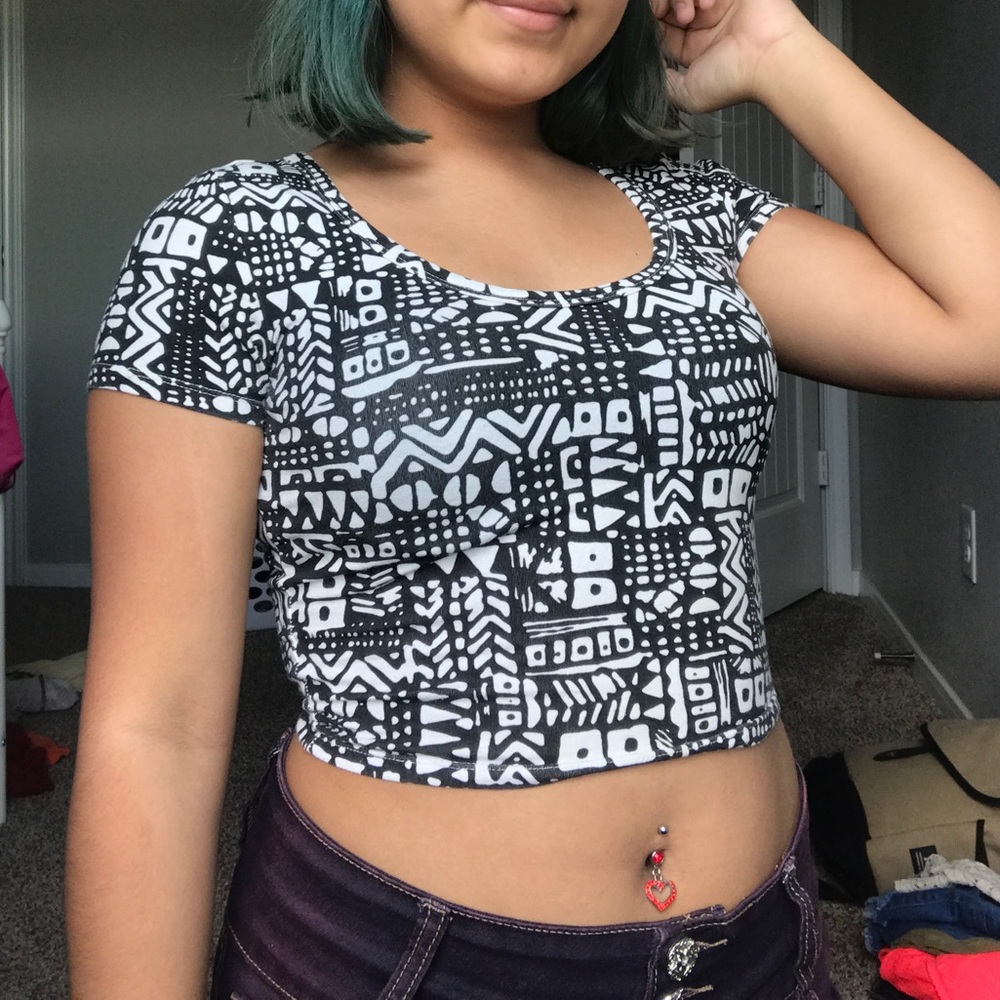 White with black shirt